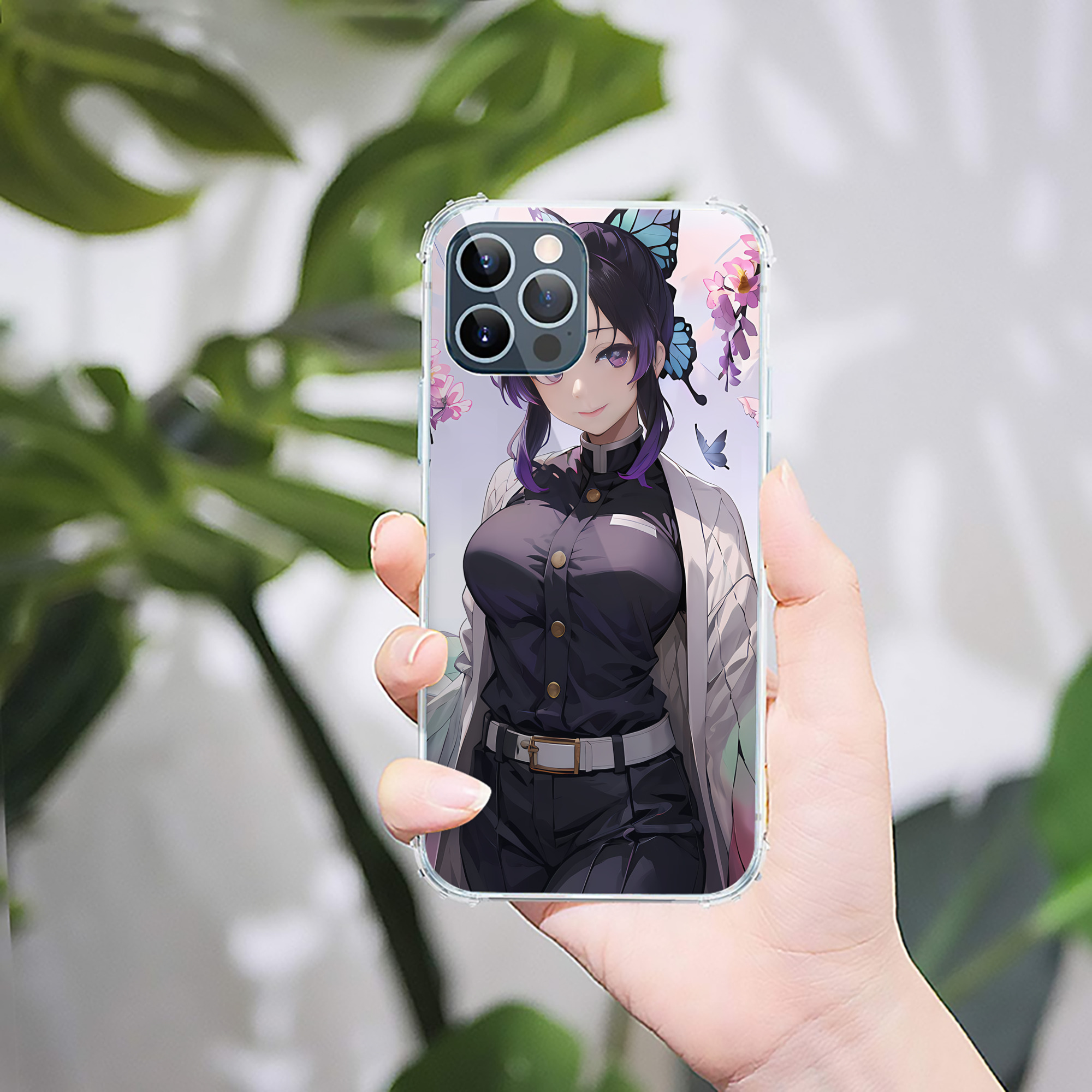 （画像用） 鬼滅の刃（きめつのやいば）蟲柱-胡蝶 しのぶ／こちょう しのぶ Kochou Shinobu 【iPhone 12シリーズ対応】透明スマホケース（クリアソフトケース）